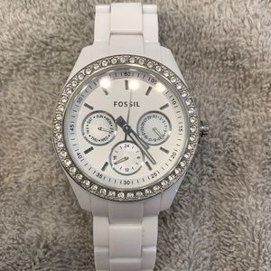 Women’s white Fossil watch
